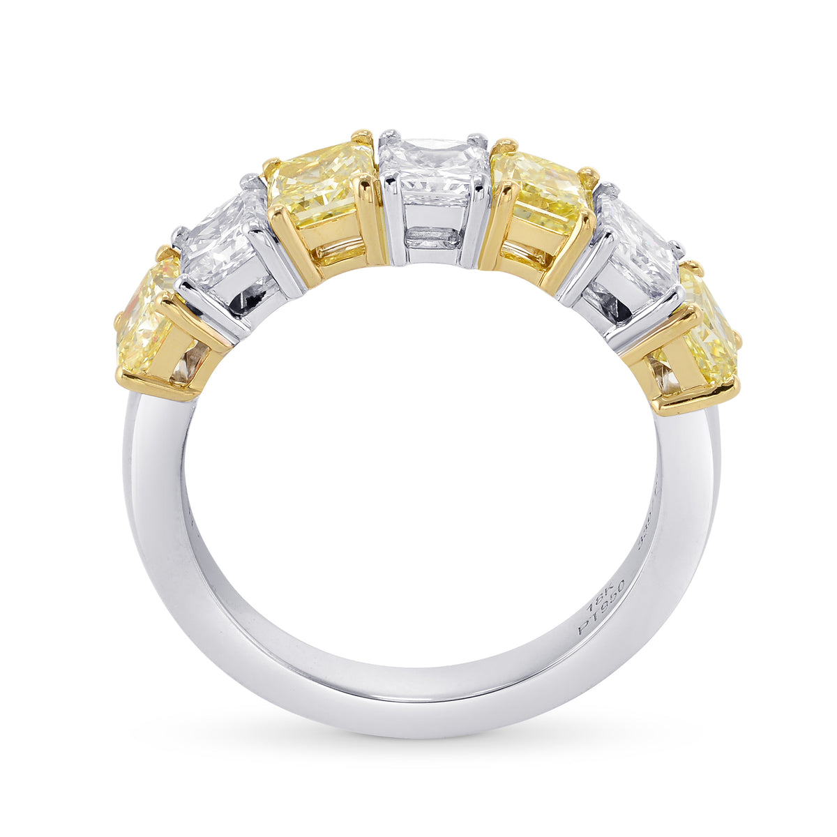 Fancy Yellow & Colorless Radiant Diamond Band Ring