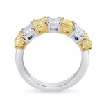 Fancy Yellow & Colorless Radiant Diamond Band Ring