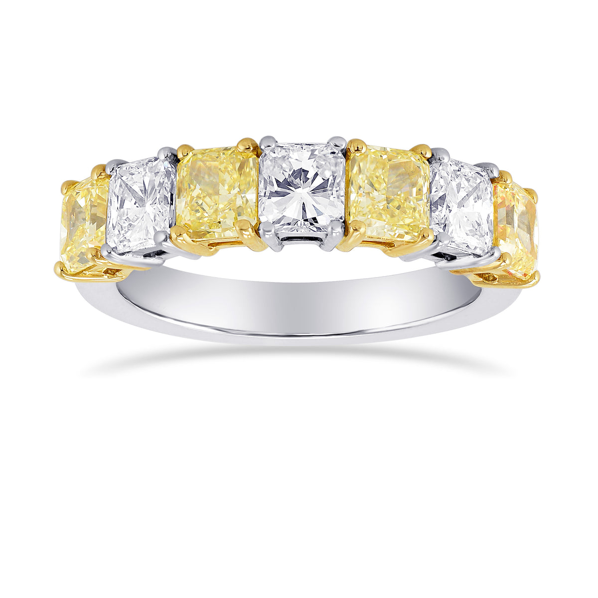 Fancy Yellow & Colorless Radiant Diamond Band Ring