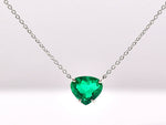 Green Colombian Emerald Heart Solitaire Pendant