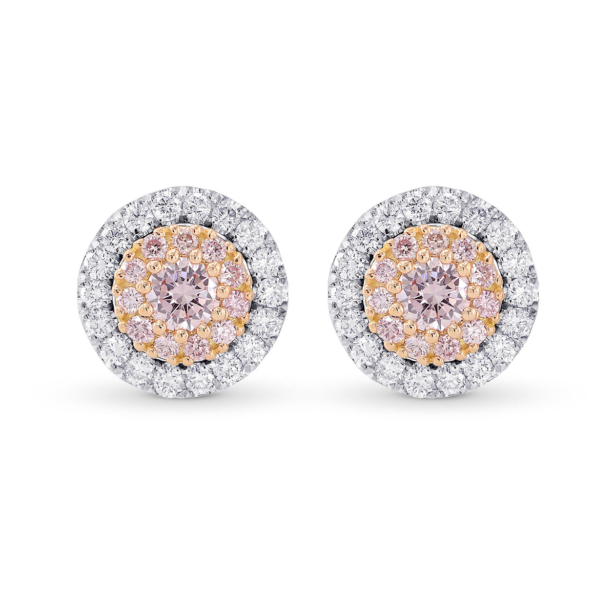 Fancy Light Pink Diamond Double Halo Earrings