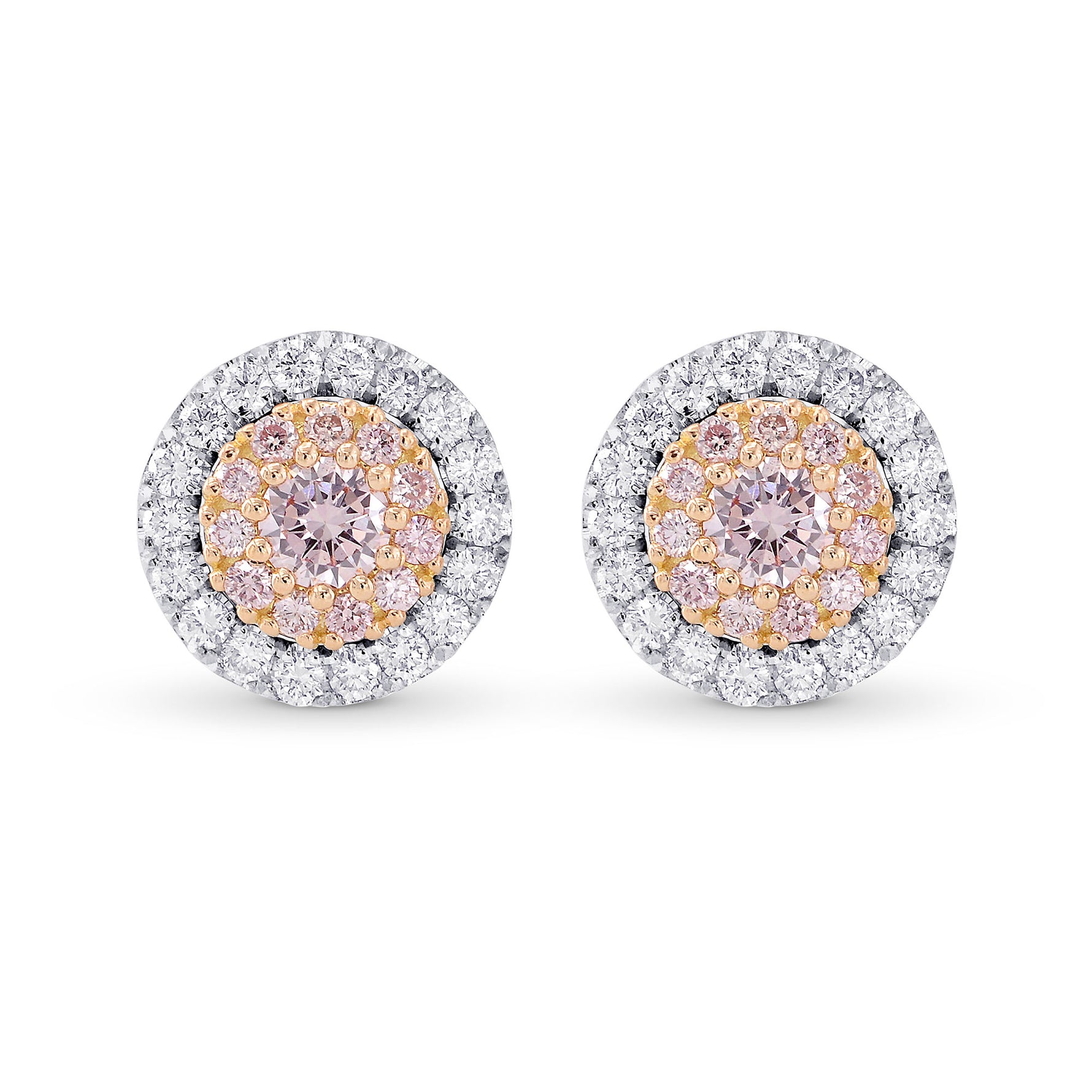 Fancy Light Pink Diamond Double Halo Earrings