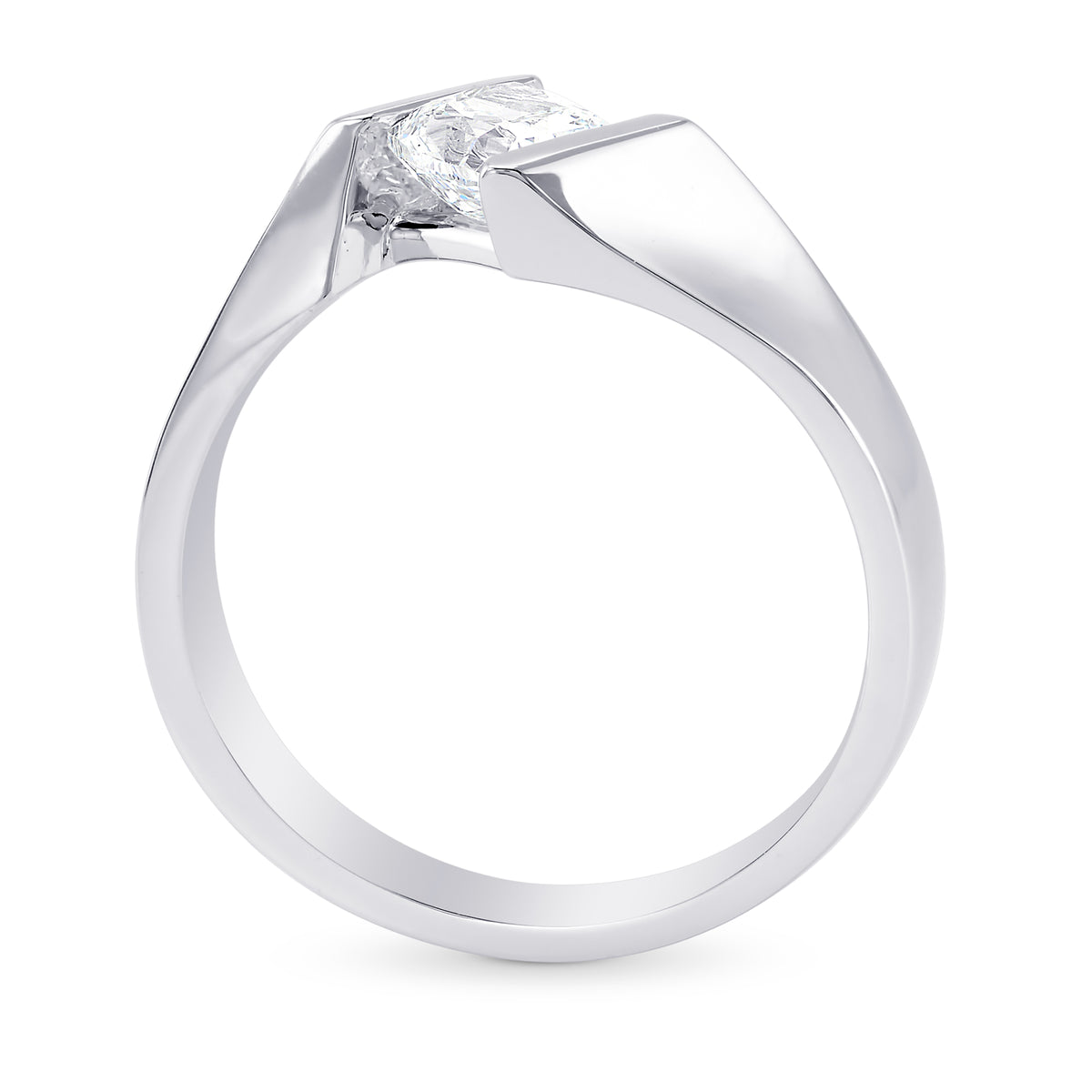 Light Blue Cushion Diamond Cross-over Solitaire Ring