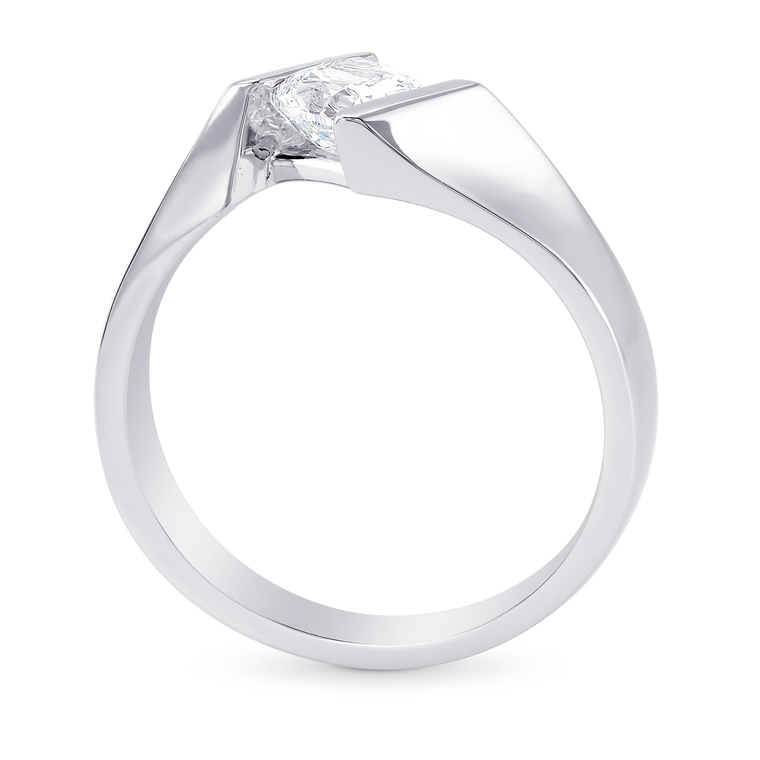 Light Blue Cushion Diamond Cross-over Solitaire Ring