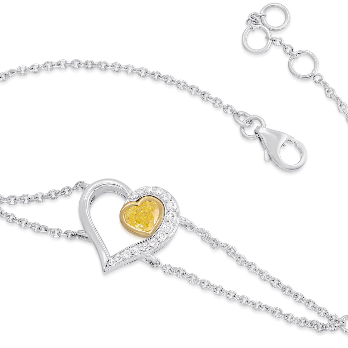 Fancy Intense Yellow Diamond, Heart Pave Bracelet 