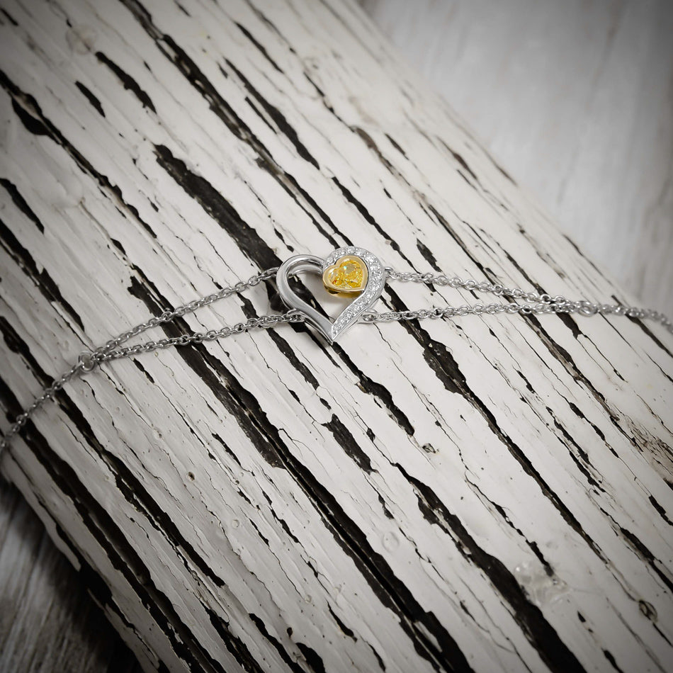 Fancy Intense Yellow Diamond, Heart Pave Bracelet 