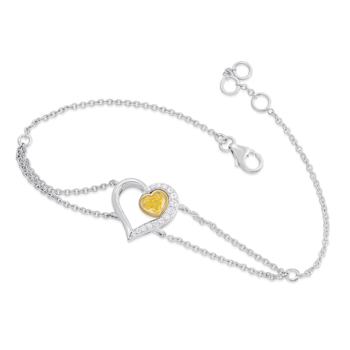 Fancy Intense Yellow Diamond, Heart Pave Bracelet 