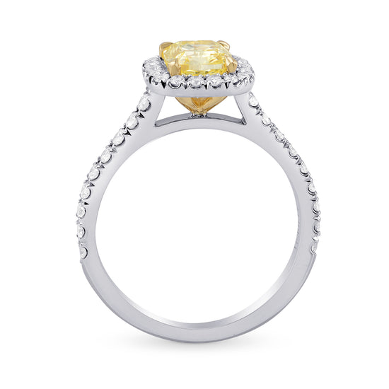 Fancy Yellow Cushion Diamond Halo Ring