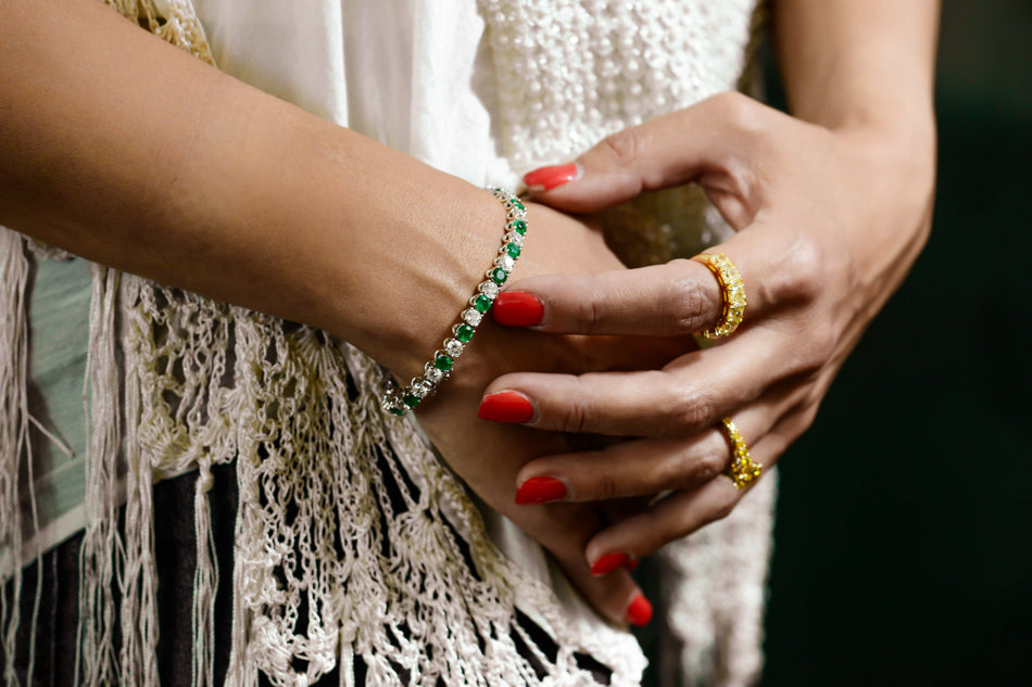 Diamond & Emerald Tennis Bracelet 