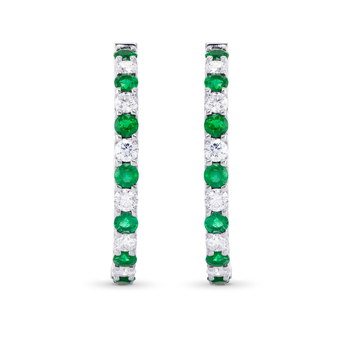 Emerald & Diamond Hoop Earrings 