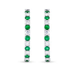 Emerald & Diamond Hoop Earrings 