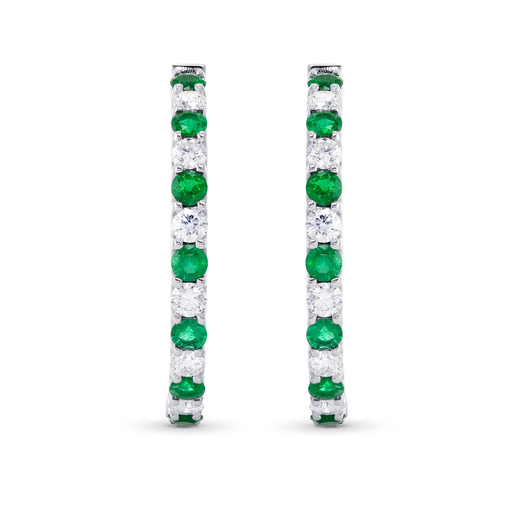 Emerald & Diamond Hoop Earrings 