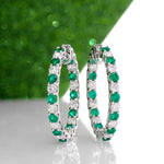 Emerald & Diamond Hoop Earrings 