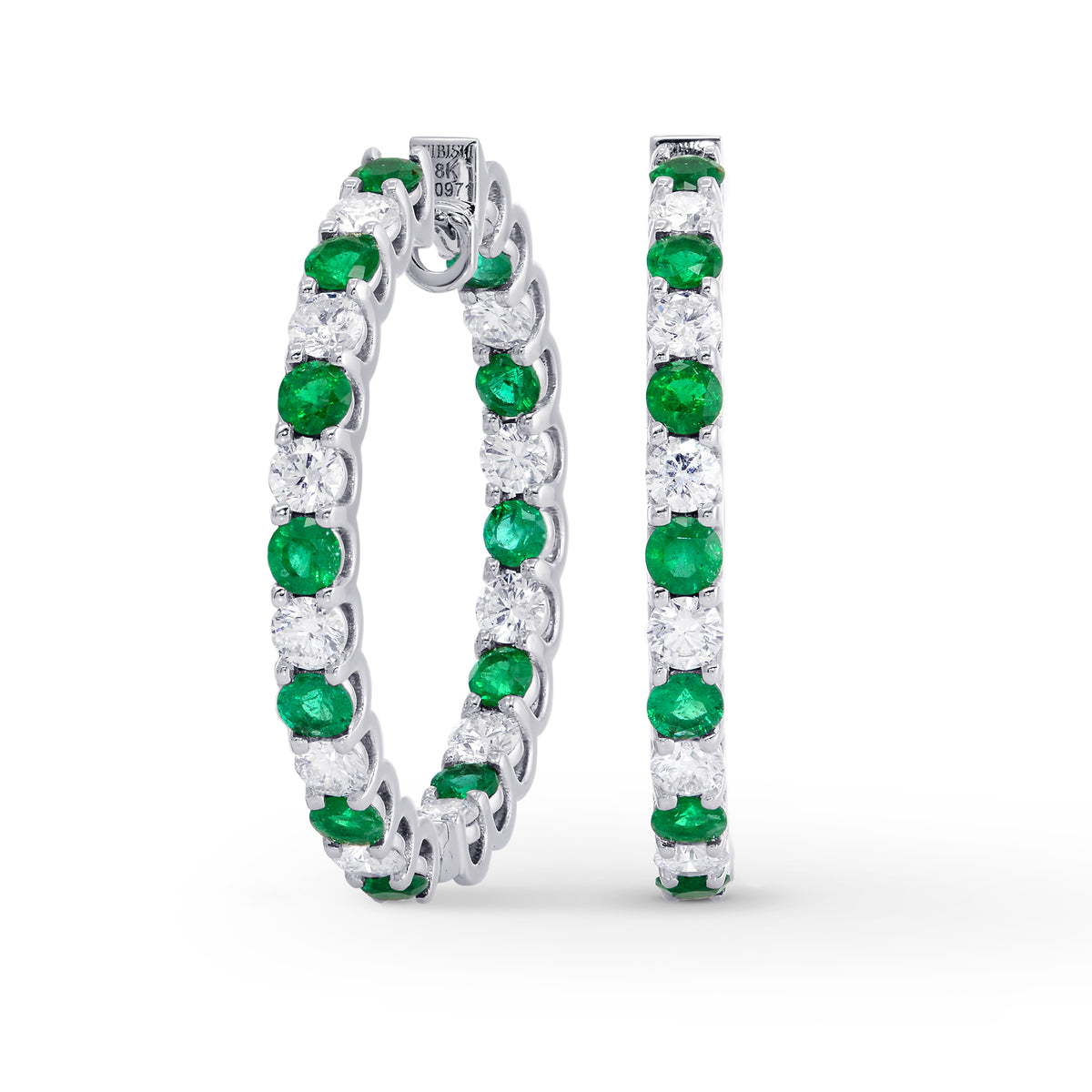 Emerald & Diamond Hoop Earrings 