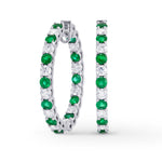 Emerald & Diamond Hoop Earrings 