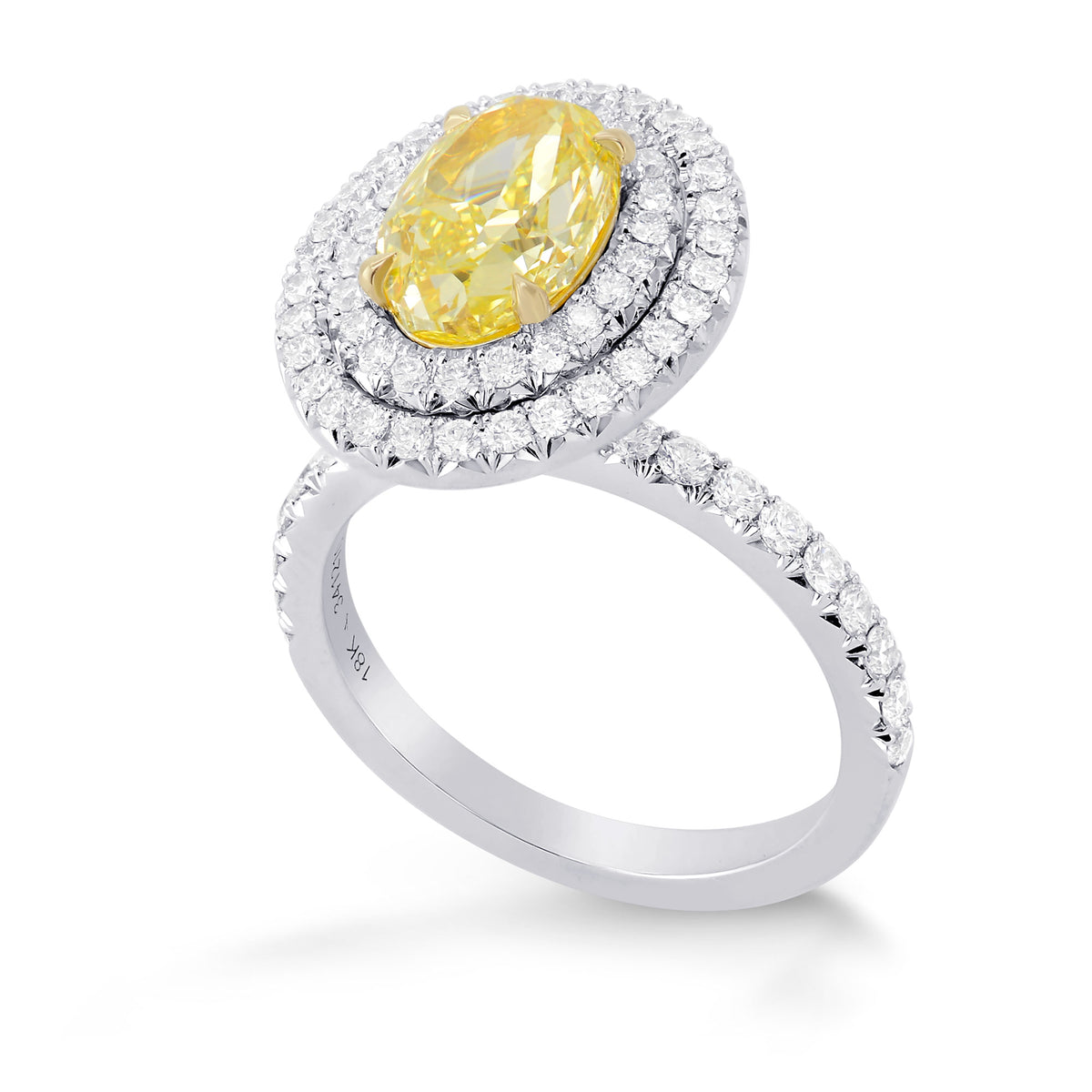 Fancy Intense Yellow Oval Diamond Double Halo Ring
