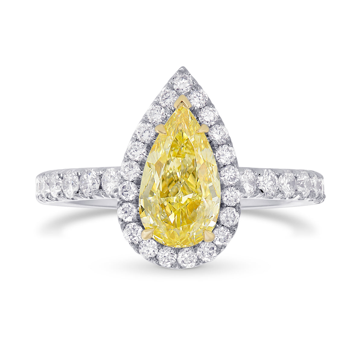 Fancy Yellow Pear Diamond Halo Ring