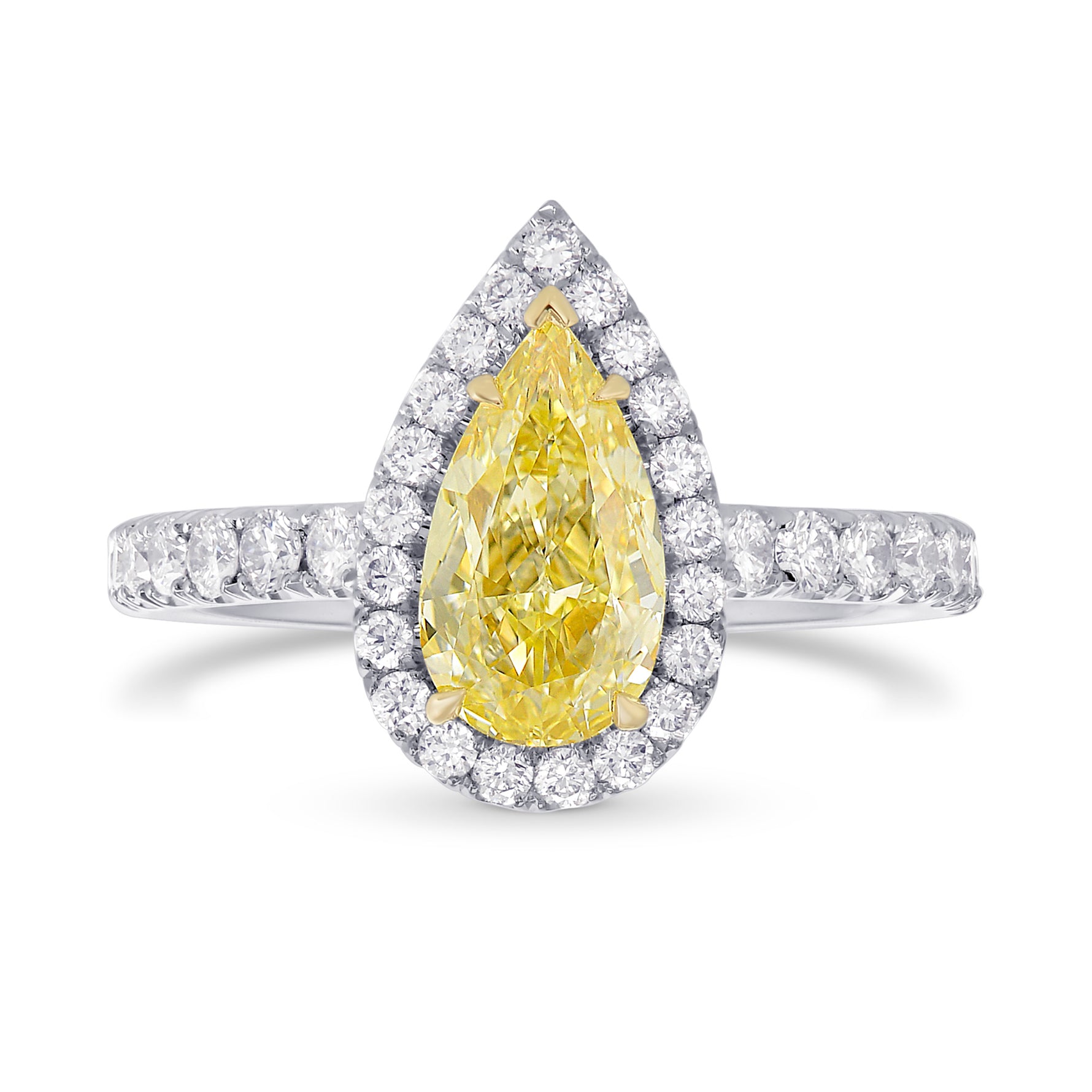 Fancy Yellow Pear Diamond Halo Ring