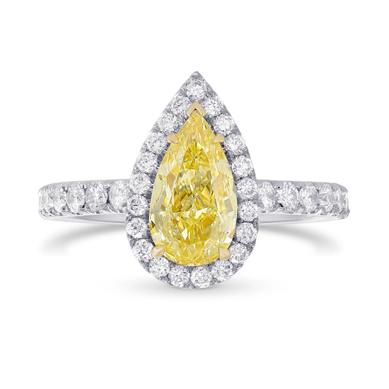 Fancy Yellow Pear Diamond Halo Ring