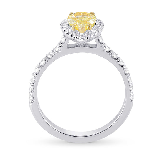 Fancy Yellow Pear Diamond Halo Ring