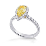 Fancy Yellow Pear Diamond Halo Ring