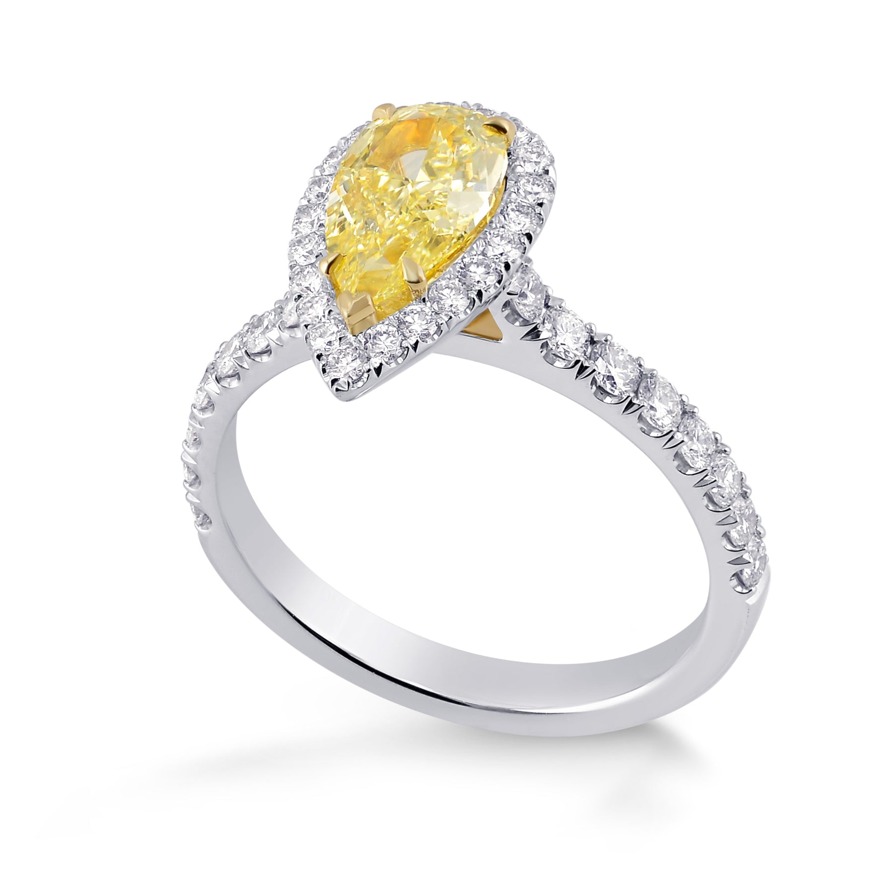 Fancy Yellow Pear Diamond Halo Ring