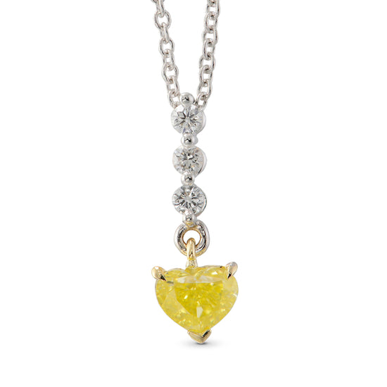 Fancy Intense Yellow Heart Diamond Drop Pendant
