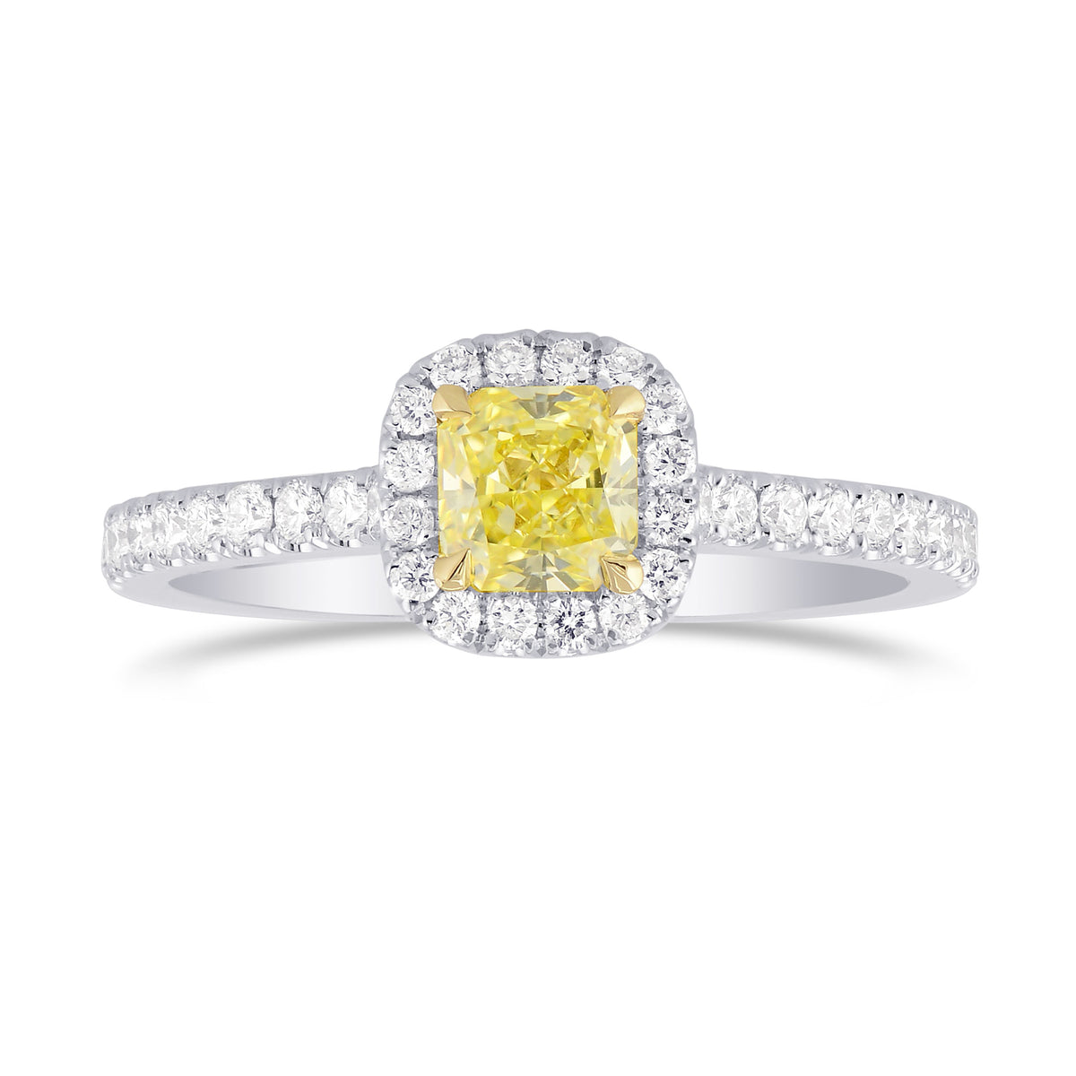 Fancy Yellow Radiant Diamond Halo Ring