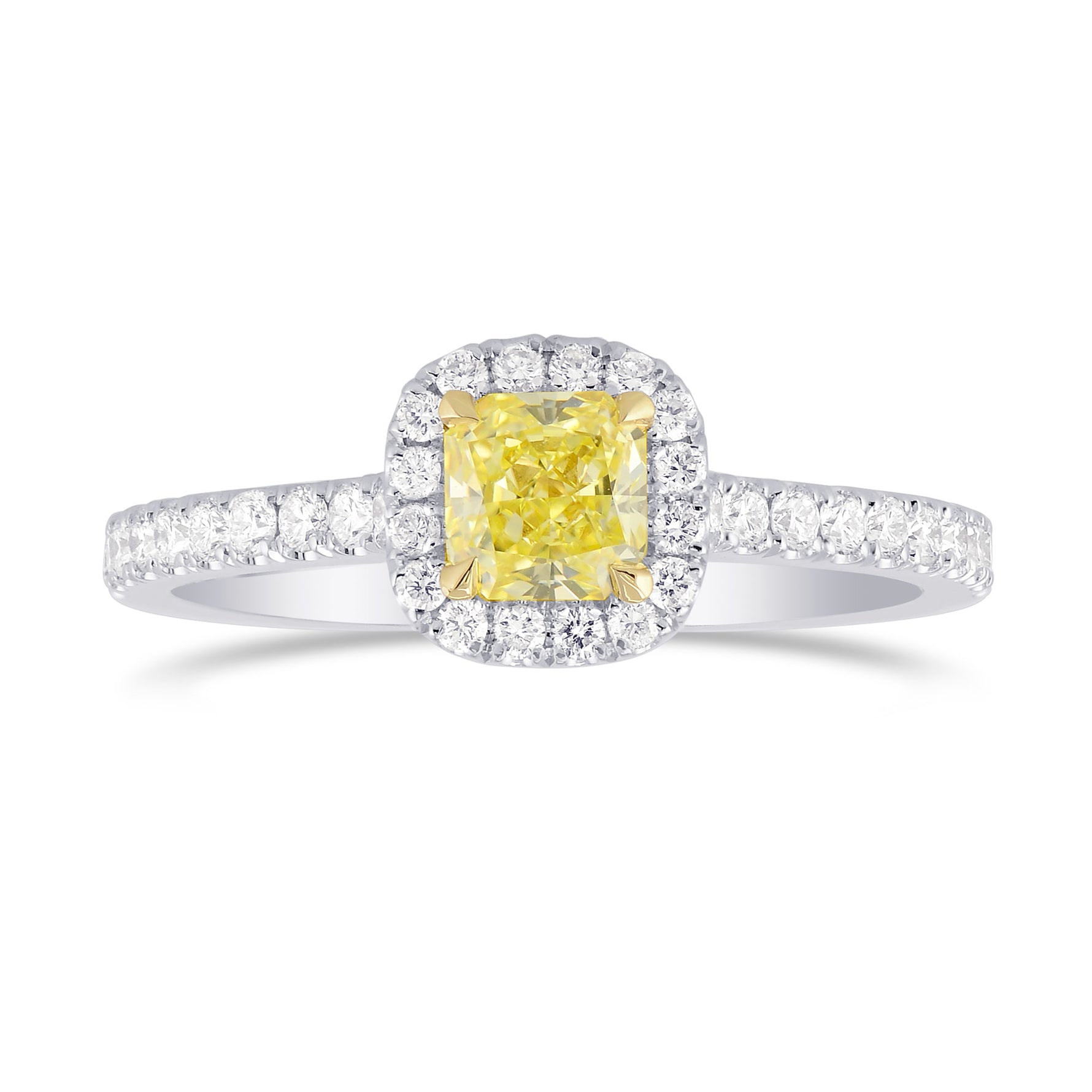 Fancy Yellow Radiant Diamond Halo Ring