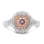Fancy Pink Round Diamond Double Halo Ring 