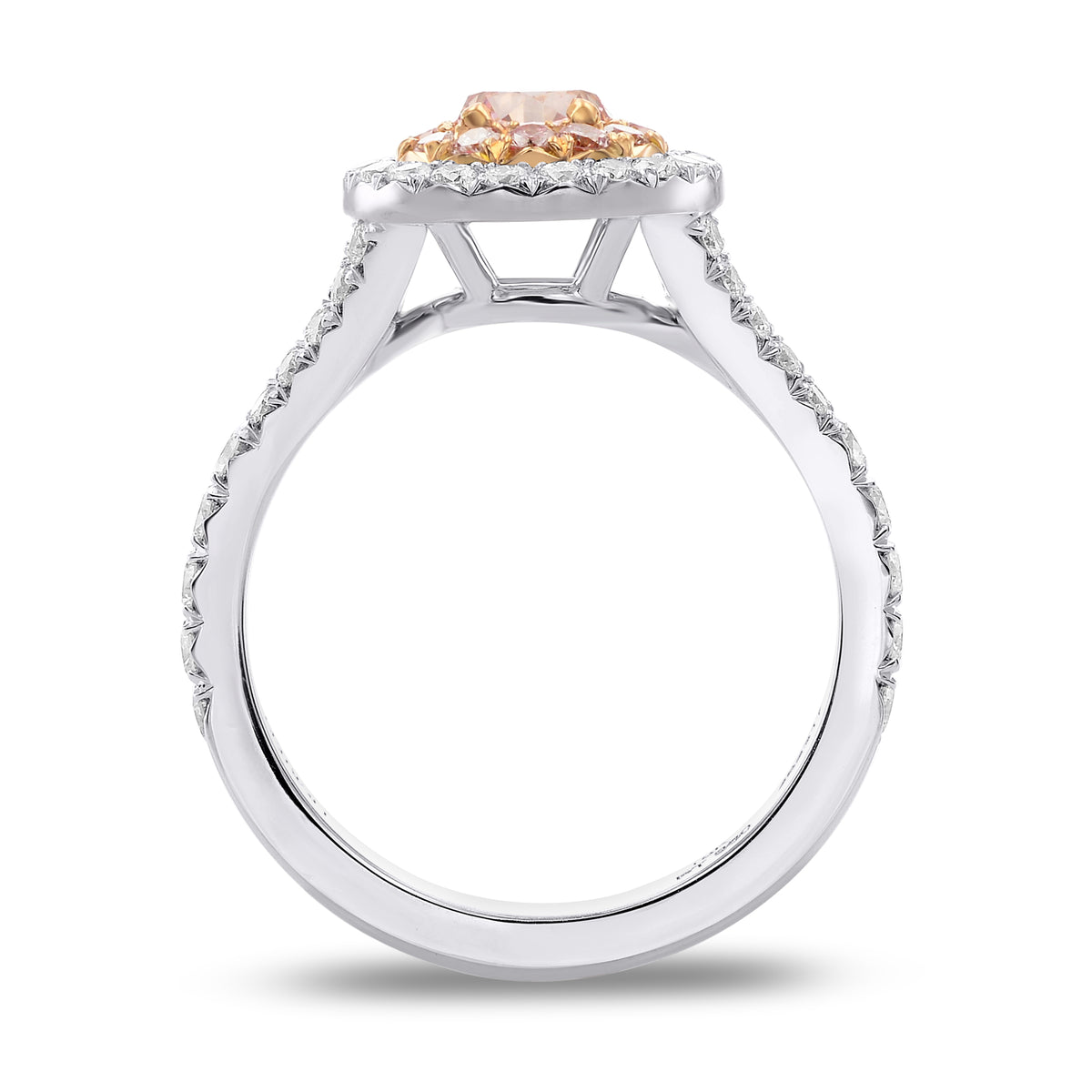 Fancy Pink Round Diamond Double Halo Ring 