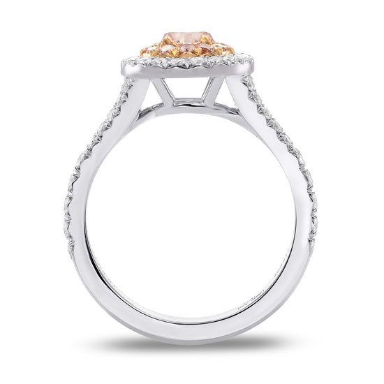 Fancy Pink Round Diamond Double Halo Ring 