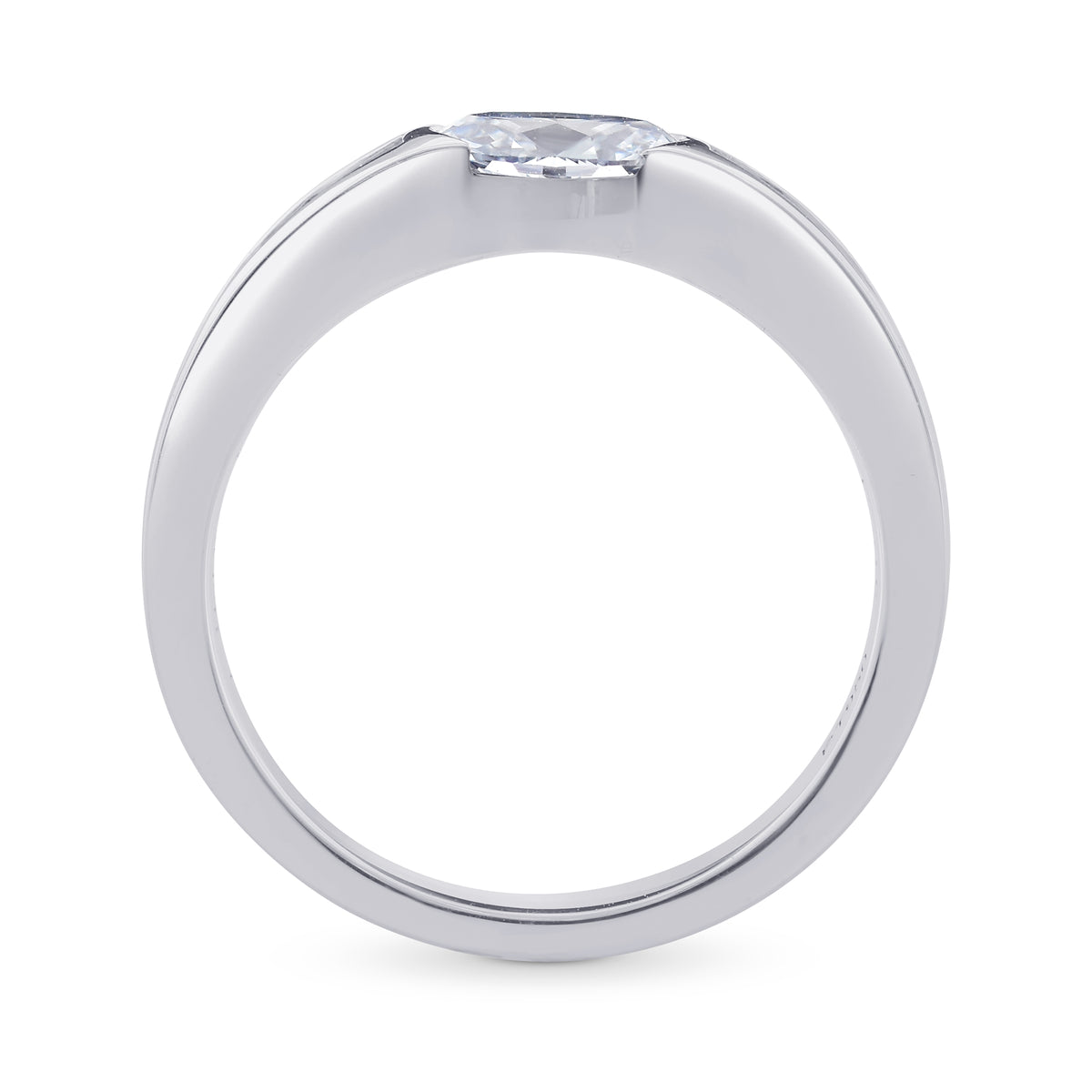 Fancy Intense Blue Oval and Baguette Diamond side stone ring