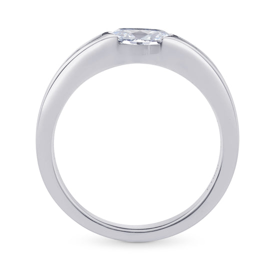 Fancy Intense Blue Oval and Baguette Diamond side stone ring