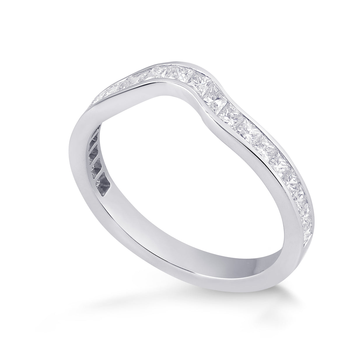 Princess Colorless Diamond Contoured Wedding Ring
