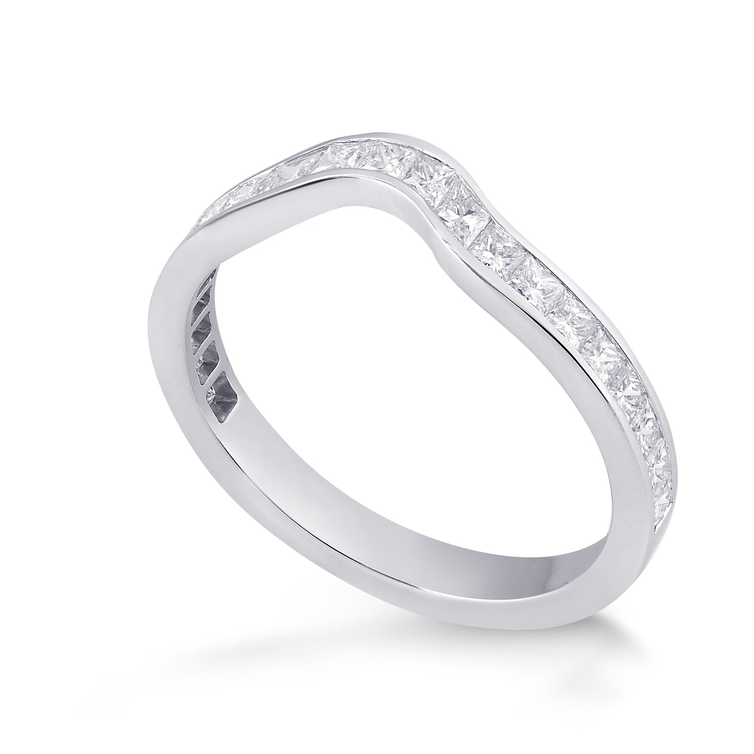 Princess Colorless Diamond Contoured Wedding Ring
