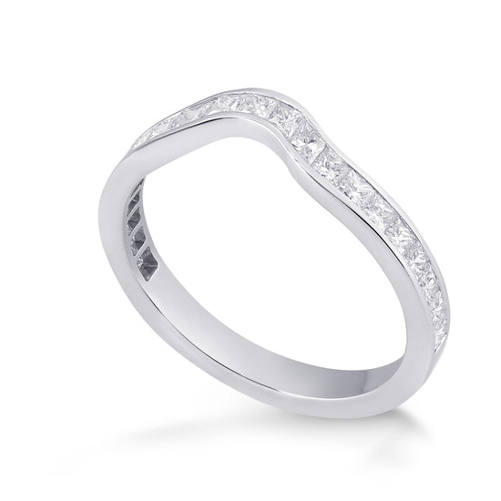 Princess Colorless Diamond Contoured Wedding Ring