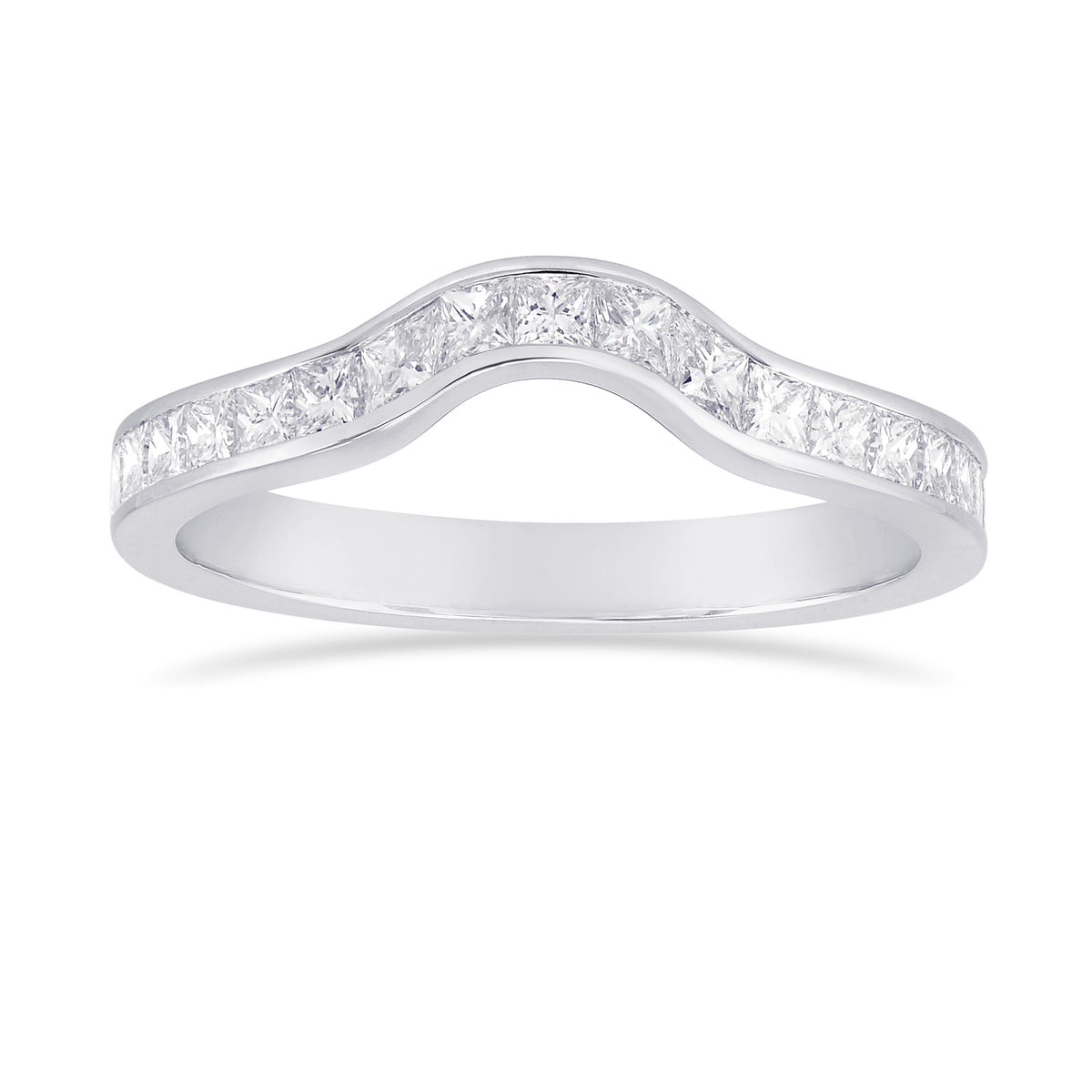 Princess Colorless Diamond Contoured Wedding Ring