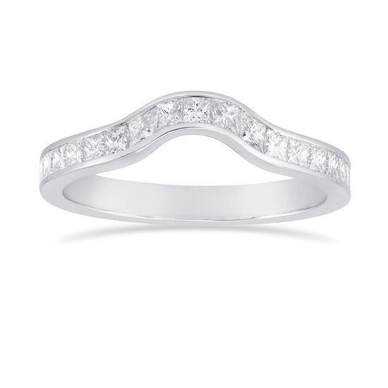 Princess Colorless Diamond Contoured Wedding Ring