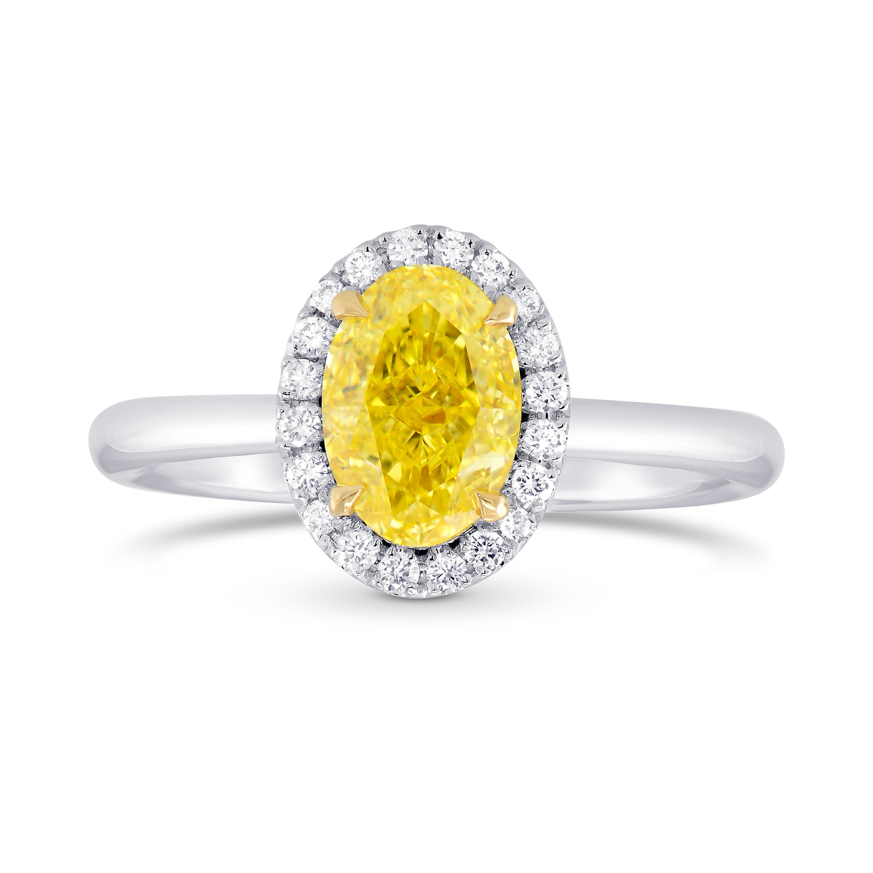 Fancy Intense Yellow Oval Diamond Halo Ring
