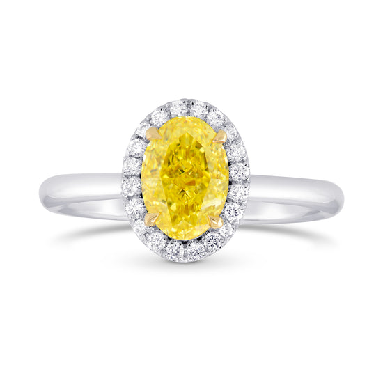 Fancy Intense Yellow Oval Diamond Halo Ring