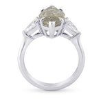 Fancy Gray Yellowish Green Marquise Diamond 3 Stone Ring