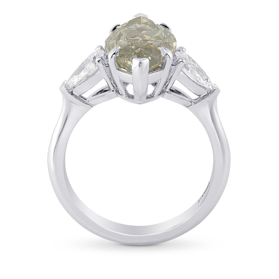 Fancy Gray Yellowish Green Marquise Diamond 3 Stone Ring