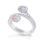  Oval Shape 2 Stones Halo Diamond Ring