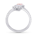  Oval Shape 2 Stones Halo Diamond Ring
