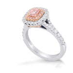 Fancy Intense Purplish Pink Emerald Diamond Halo Ring