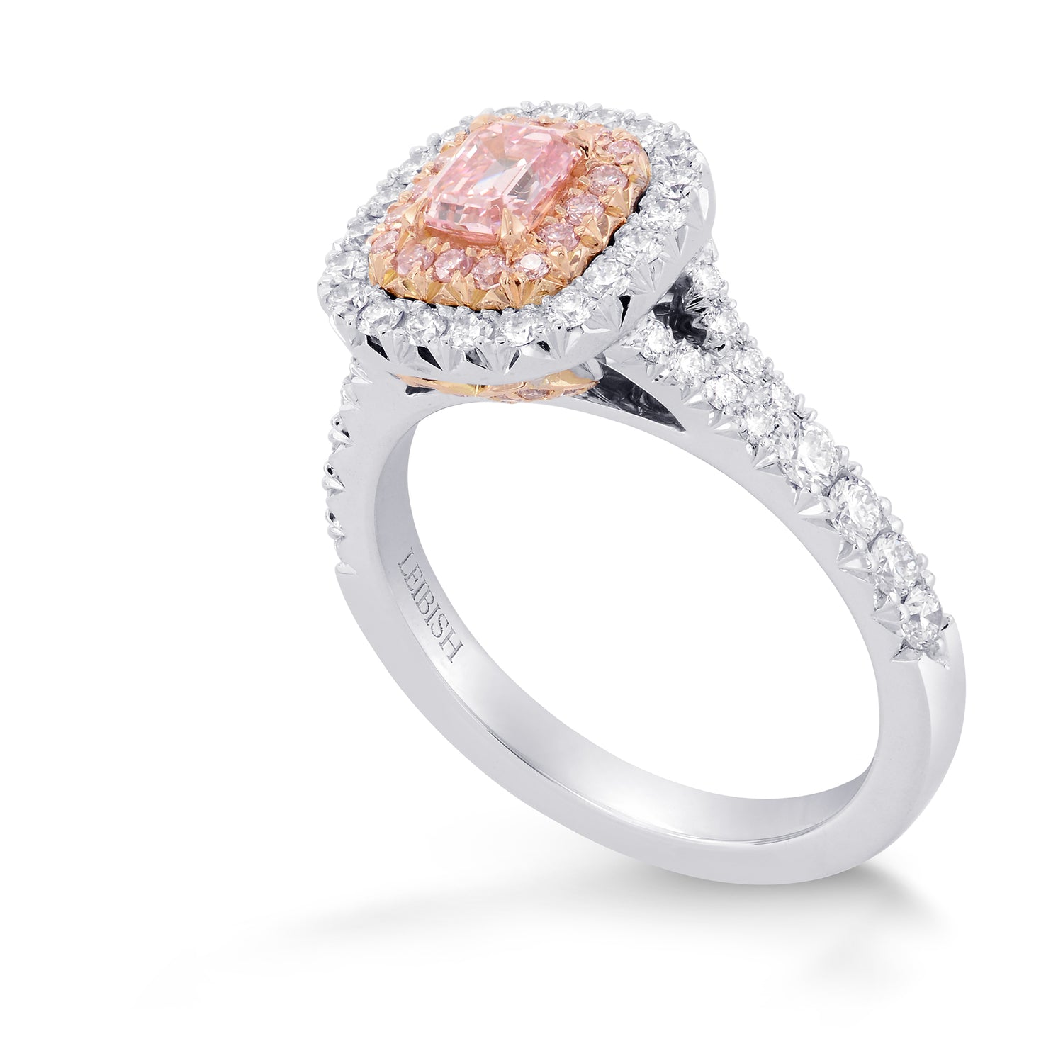 Fancy Intense Purplish Pink Emerald Diamond Halo Ring