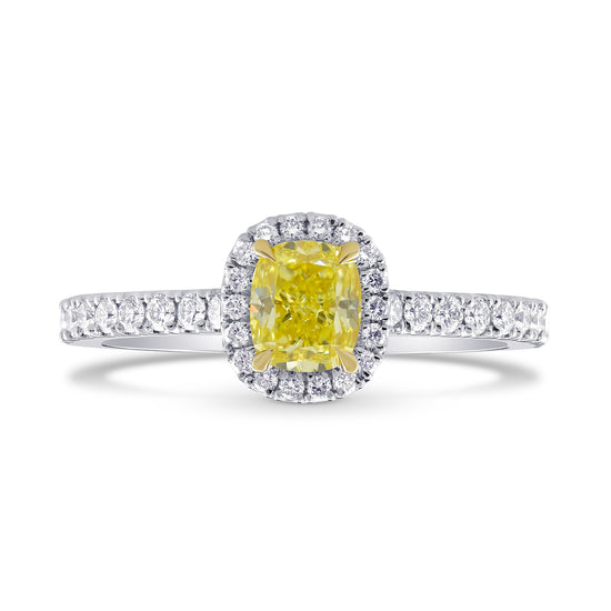 Fancy Intense Yellow Cushion Diamond Halo Ring