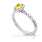 Fancy Intense Yellow Cushion Diamond Halo Ring