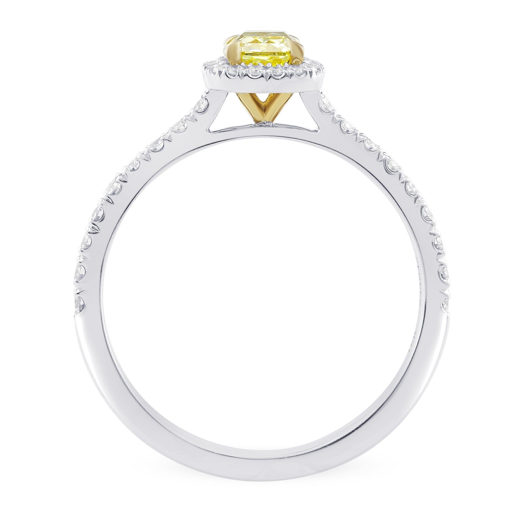 Fancy Intense Yellow Cushion Diamond Halo Ring